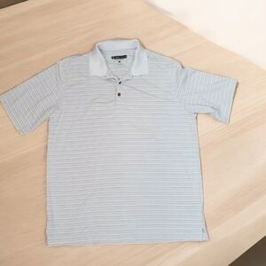Pebble Beach Performance Polo‎ Men's Size XL Golf Shirt White Stripes Stretch